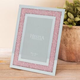 Hestia Mirror & Blush Crystal Glass Frame - 4" x 6"
