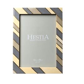 Marbelled Resin Photo Frame with Brass Inlay 5" x 7"