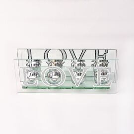 Hestia Mirror & Crystal Tea Light Holder Set - Love