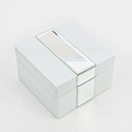 Hestia White & Silver Glass Box 12.5cm