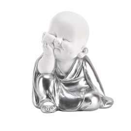 Hestia White & Silver Buddha - Hand on Chin