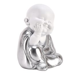 Hestia White & Silver Buddha - Hand on Chin