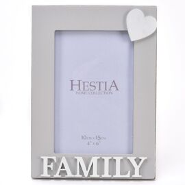 Hestia 'Family' Heart Photo Frame 4" x 6"