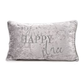 Hestia Crushed Velvet Cushion 'My Happy Place'