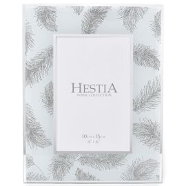 Hestia Photo Frame Grey Feathers Print 4" x 6"