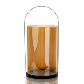 Hestia Metal & Amber Glass Lantern 43cm