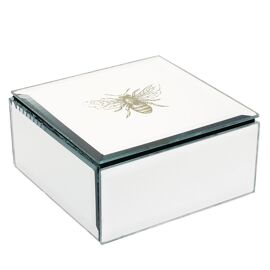 Hestia Glass Trinket Box Gold Bee
