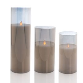 3er Set graue LED-Kerzen
