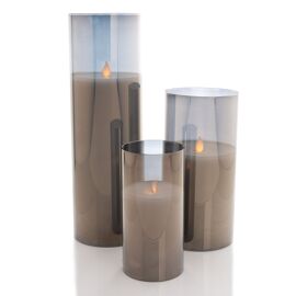 3er Set graue LED-Kerzen