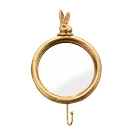 Gold Finish Rabbit Wall Hook Mirror