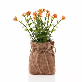 Small Yellow Faux Plant in Hessian Bag 15cm