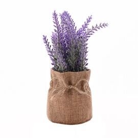 Faux Lavender Plant in Hessian Bag 19cm