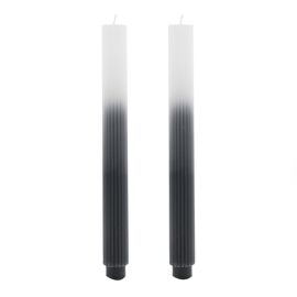 Hestia Set of 2 Ombre Dinner Candles - Charcoal/White