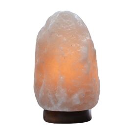 Himalayan Rock Salt Lamp with Wooden Base - Grey