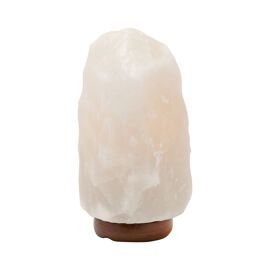 Himalayan Rock Salt Lamp with Wooden Base - White