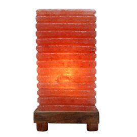 Himalayan Rock Salt Lamp with Wooden Base - Square