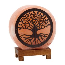 Himalayan Rock Salt Lamp with Wooden Base - Tree Of Life Design