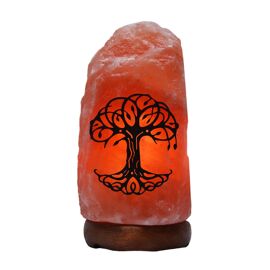 Himalayan Rock Salt Lamp with Wooden Base - Tree Design