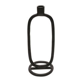 Hestia Oval Metal Candlestick Holder - Black