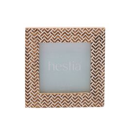 Hestia Chevron Stamped Carved Wood Photo Frame 2.5" x 2.5"