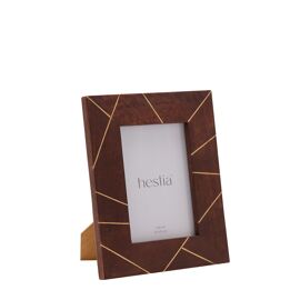 Hestia Dark Stained Wood with Brass Inlay Photo Frame 4" x 6"