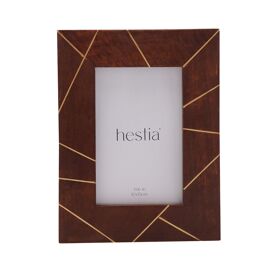 Hestia Dark Stained Wood with Brass Inlay Photo Frame 4" x 6"