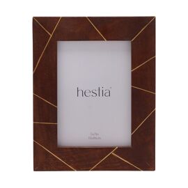 Hestia Dark Stained Wood with Brass Inlay Photo Frame 5" x 7"