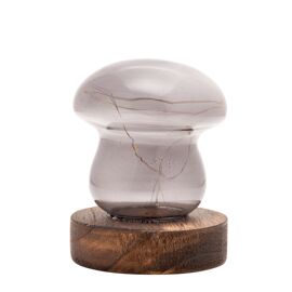 Grey Glass Mushroom with LED Lights - Small
