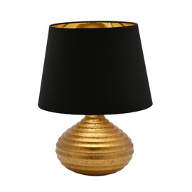 Hestia Ceramic Table Lamp Black & Gold - Rounded Base