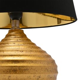 Hestia Ceramic Table Lamp Black & Gold - Rounded Base