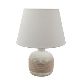 Hestia Round Burlap Cream Ceramic Table Lamp