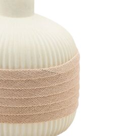 Hestia Round Burlap Cream Ceramic Table Lamp