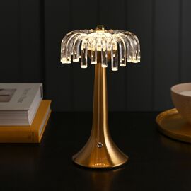 Hestia Crystal USB LED Touch Table Lamp with Bronze Base & Trim