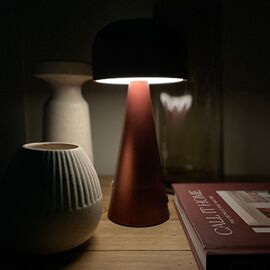 Hestia Rusty Red Mushroom USB LED Touch Table Lamp - Tall