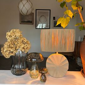 Hestia Beige Ceramic Lamp with Raffia Shade - 42cm