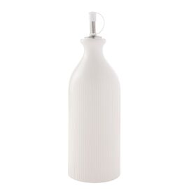 Hestia White Ribbed Set Of 2 Oil Bottles