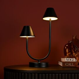 Hestia Matte Black USB Touch Double Light Table Lamp