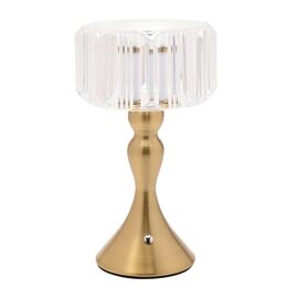 Hestia Crystal Effect USB Touch Table Lamp with Curved Bronze Base