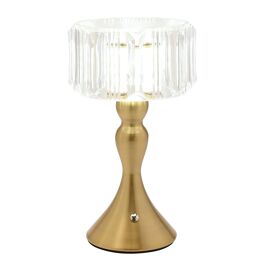 Hestia Crystal Effect USB Touch Table Lamp with Curved Bronze Base