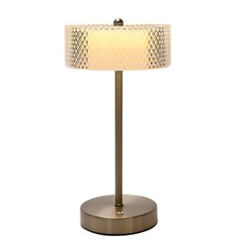 Hestia Nickel USB Touch Table Lamp with Crystal Effect Shade