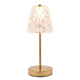 Hestia Bronze USB Touch Table Lamp with Glass Shade