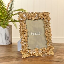Hestia Gold Flower Photo Frame 5" x 7"