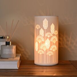 Hestia White Ceramic Floral Table Lamp