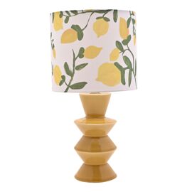 Hestia Tischlampe aus Keramik mit Lampenschirm mit Zitronen-Print
