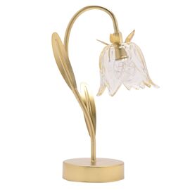 Hestia Single Stem LED Lamp With Champagne Glass Flower On Gold Base