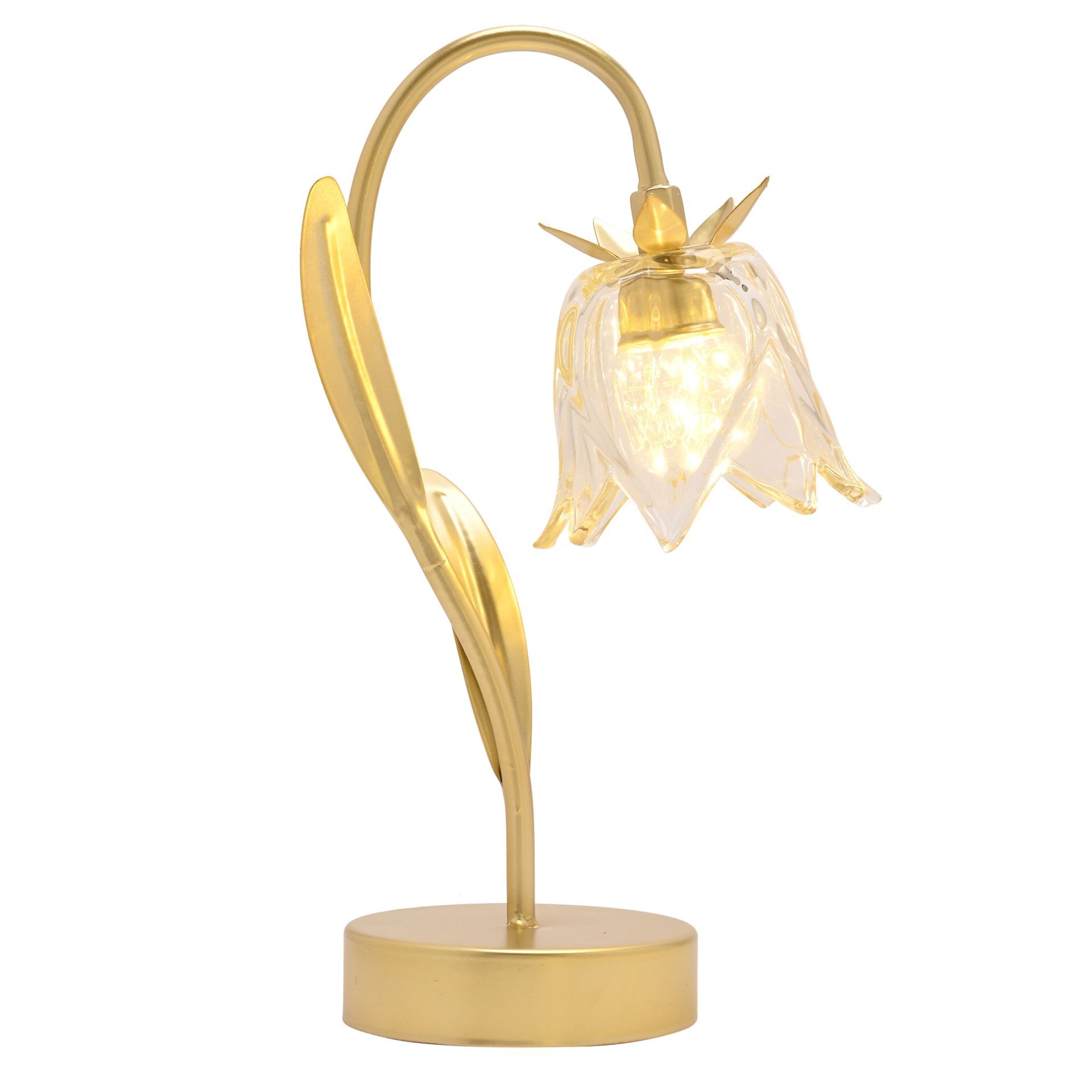 LED-Glasröhre Mit Feder-Design - Dekorative Tischlampe, 15 Cm Hoch, Batteriebetrieben (schwarz)