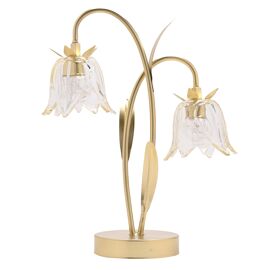 Hestia 2 Stem LED Lamp With Champagne Glass Flower And Gold Base