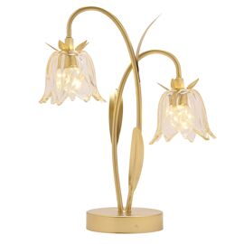 Hestia 2 Stem LED Lamp With Champagne Glass Flower And Gold Base