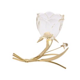 Hestia Single Stem Glass Holder With Champagne Glass Flower On Gold Base