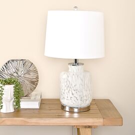Hestia Table Lamp With White Confetti Glass Base 21.5"